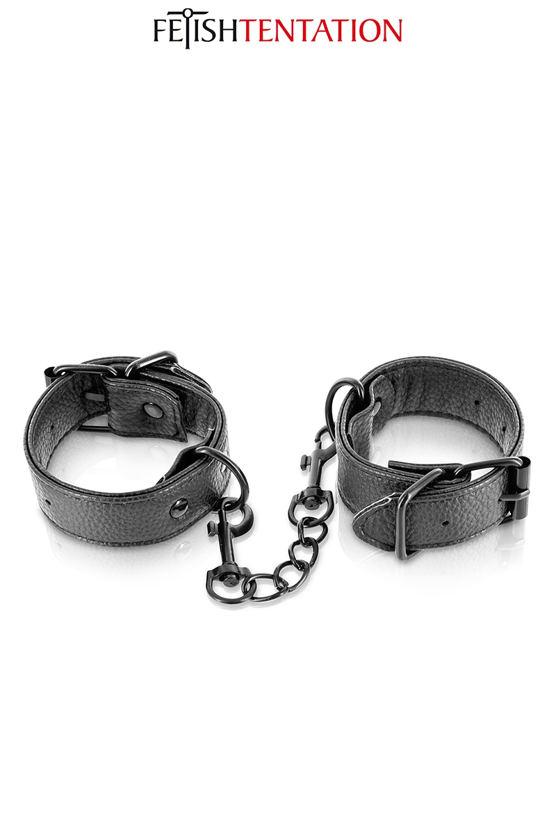 Menottes simili cuir ajustables - Fetish Tentation 1 Menottes simili cuir ajustables - Fetish Tentation