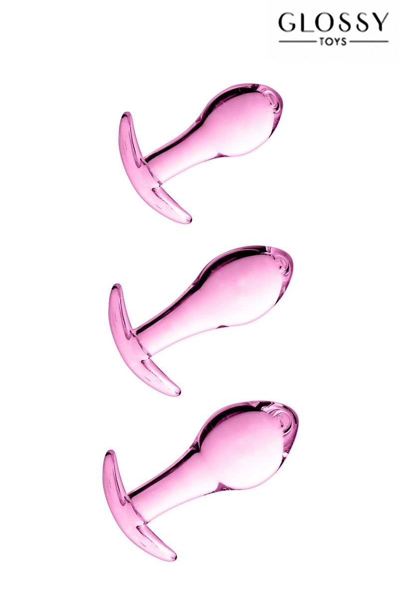 Set 3 plugs anal en verre Glossy Toys n° 17 Pink 1 Set 3 plugs anal en verre Glossy Toys n° 17 Pink