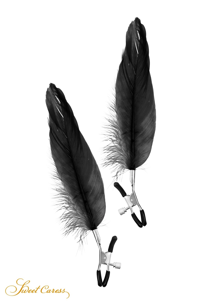 Pinces à seins plume noire - Sweet Caress 1 Pinces à seins plume noire - Sweet Caress