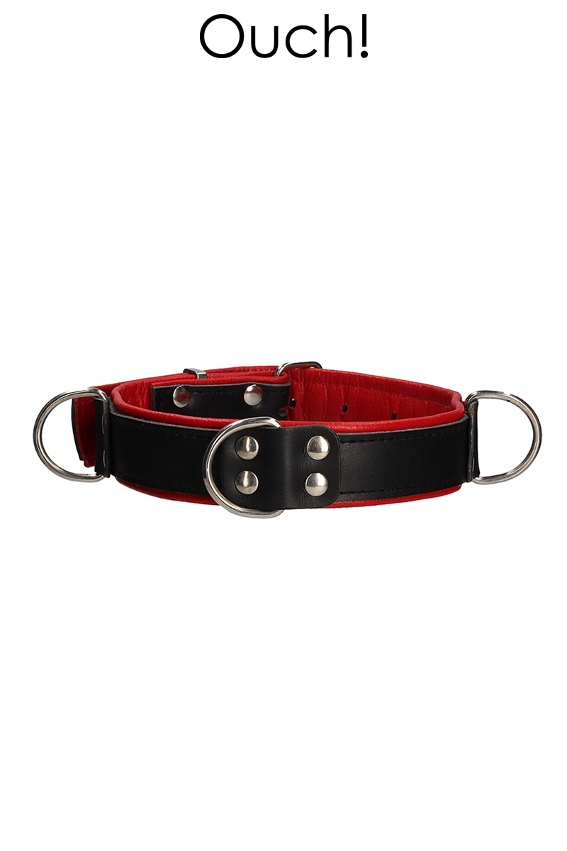 Collier Bondage Deluxe rouge et noir - Ouch! 1 Collier Bondage Deluxe rouge et noir - Ouch!