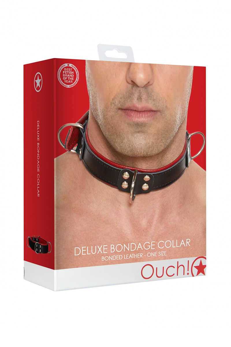 Collier Bondage Deluxe rouge et noir - Ouch! 2 Collier Bondage Deluxe rouge et noir - Ouch! – Image 2
