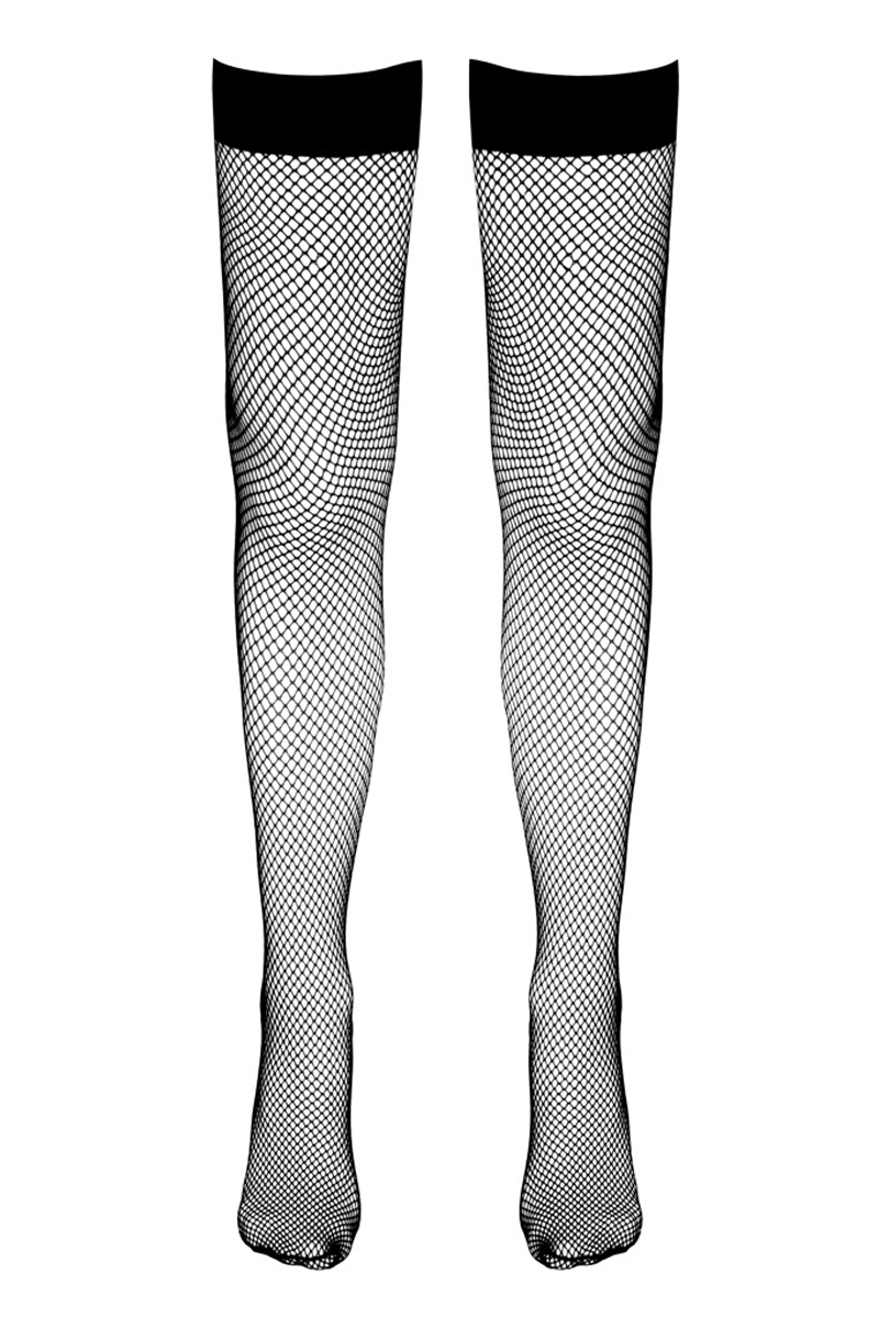 Bas résille autofixants noir - Cotelli Legwear 2 Bas résille autofixants noir - Cotelli Legwear – Image 2
