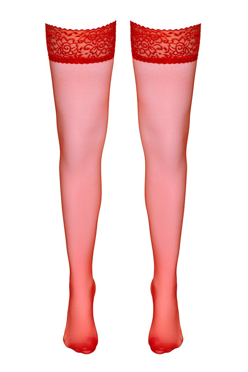 Bas autofixants rouge - Cotelli Legwear 2 Bas autofixants rouge - Cotelli Legwear – Image 2