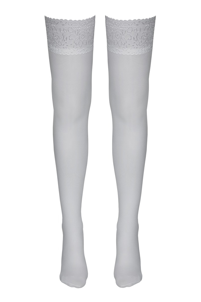 Bas autofixants blanc - Cotelli Legwear 2 Bas autofixants blanc - Cotelli Legwear – Image 2