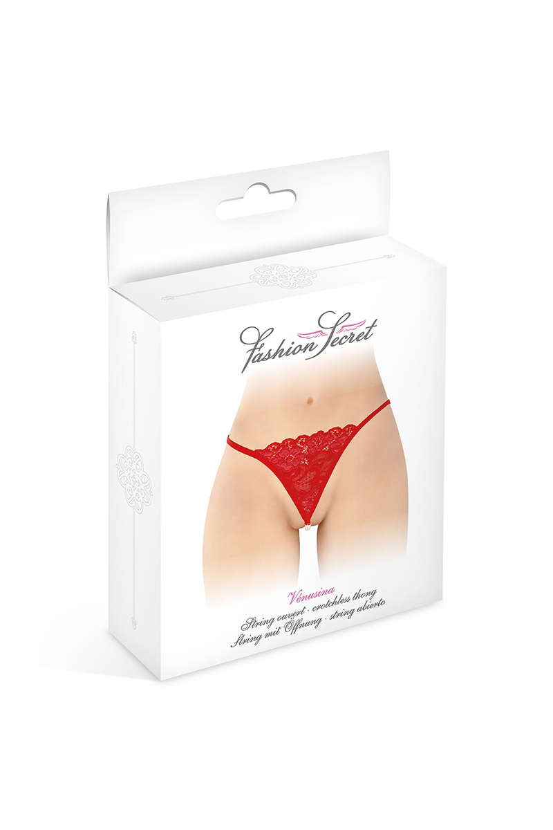 String avec perles Venusina - rouge 2 String avec perles Venusina - rouge – Image 2