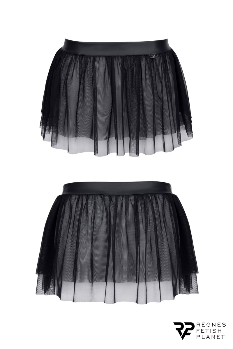 Mini jupe noire en maille transparente - Regnes 2 Mini jupe noire en maille transparente - Regnes – Image 2
