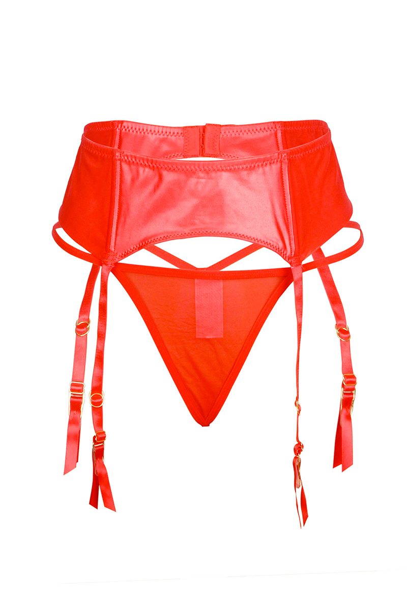Porte-jarretelles wetlook avec string rouge 3 Porte-jarretelles wetlook avec string rouge – Image 3