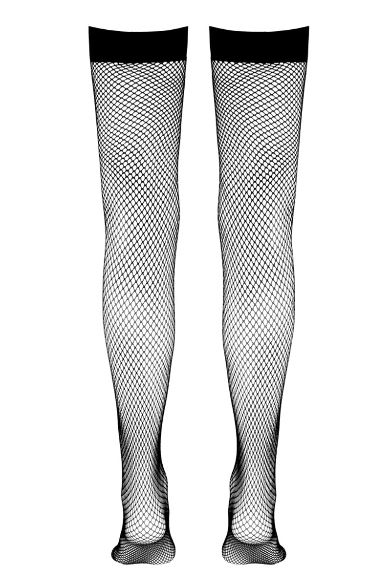 Bas résille autofixants noir - Cotelli Legwear 3 Bas résille autofixants noir - Cotelli Legwear – Image 3