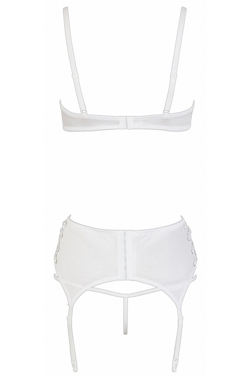 Ensemble lingerie 3 pièces ouvert blanc - Cottelli Lingerie 3 Ensemble lingerie 3 pièces ouvert blanc - Cottelli Lingerie – Image 3