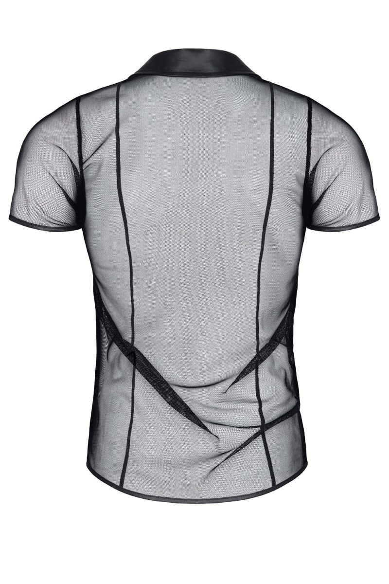 Polo en maille noire transparente - Regnes 3 Polo en maille noire transparente - Regnes – Image 3