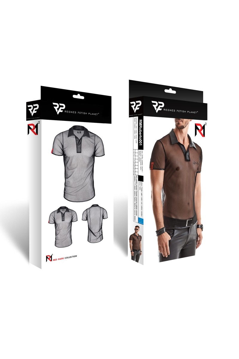 Polo en maille noire transparente - Regnes 4 Polo en maille noire transparente - Regnes – Image 4