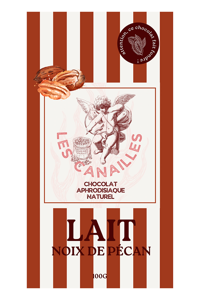 Chocolat au lait noix de pécan - Tablette 100g - Les canailles 1 Chocolat au lait noix de pécan - Tablette 100g - Les canailles