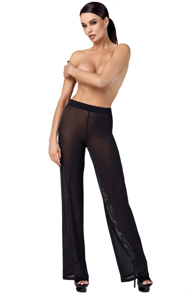 Pantalon en maille pailletée Onyx F374 - Noir Handmade