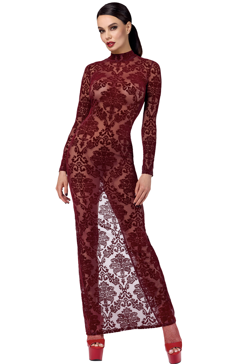 Robe fendue en tulle floqué Kink Royal F383 - Noir Handmade 1 Robe fendue en tulle floqué Kink Royal F383 - Noir Handmade