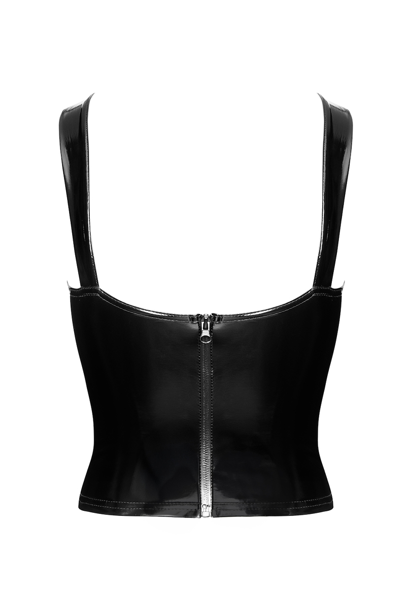 Corset en vinyle Dominae F379 - Noir Handmade 3 Corset en vinyle Dominae F379 - Noir Handmade – Image 3