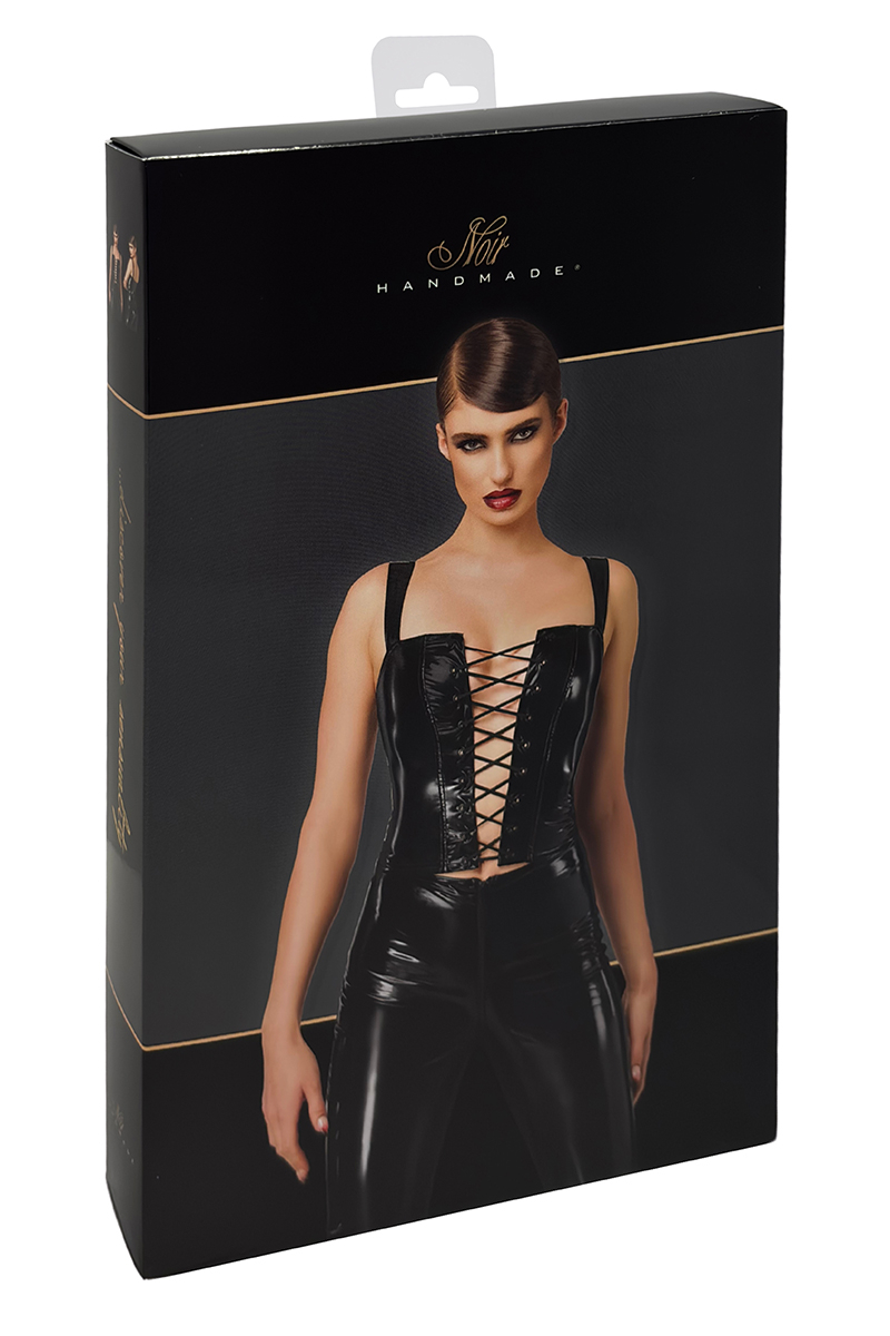 Corset en vinyle Dominae F379 - Noir Handmade 4 Corset en vinyle Dominae F379 - Noir Handmade – Image 4