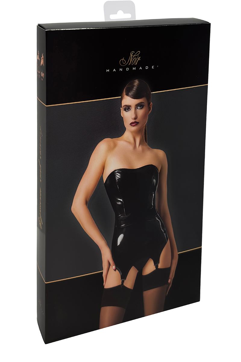 Corset porte-jarretelle vinyle Dominae F381 - Noir Handmade 4 Corset porte-jarretelle vinyle Dominae F381 - Noir Handmade – Image 4