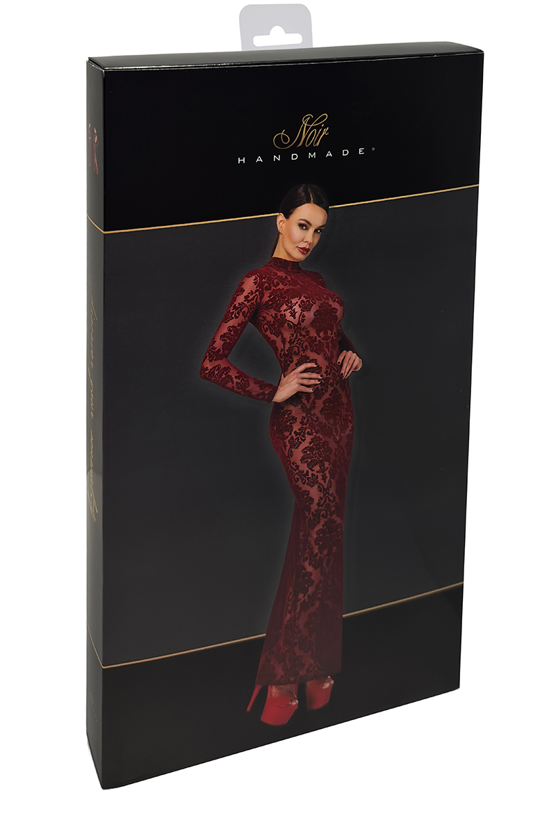 Robe fendue en tulle floqué Kink Royal F383 - Noir Handmade 4 Robe fendue en tulle floqué Kink Royal F383 - Noir Handmade – Image 4