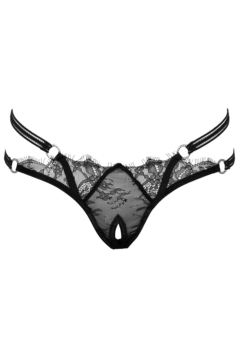 String ouvert Rio noir en dentelle - Cottelli LINGERIE 3 String ouvert Rio noir en dentelle - Cottelli LINGERIE – Image 3