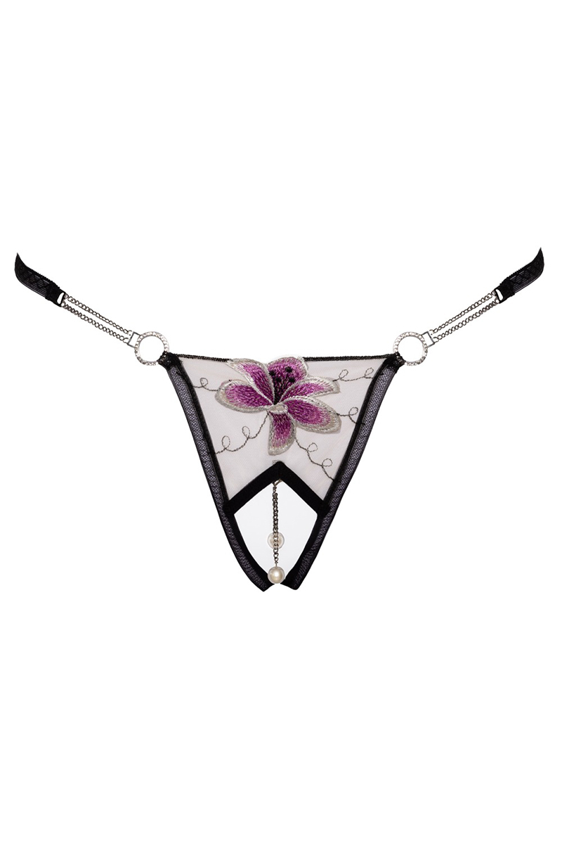 String ouvert Fleur brodée - Cottelli LINGERIE 3 String ouvert Fleur brodée - Cottelli LINGERIE – Image 3